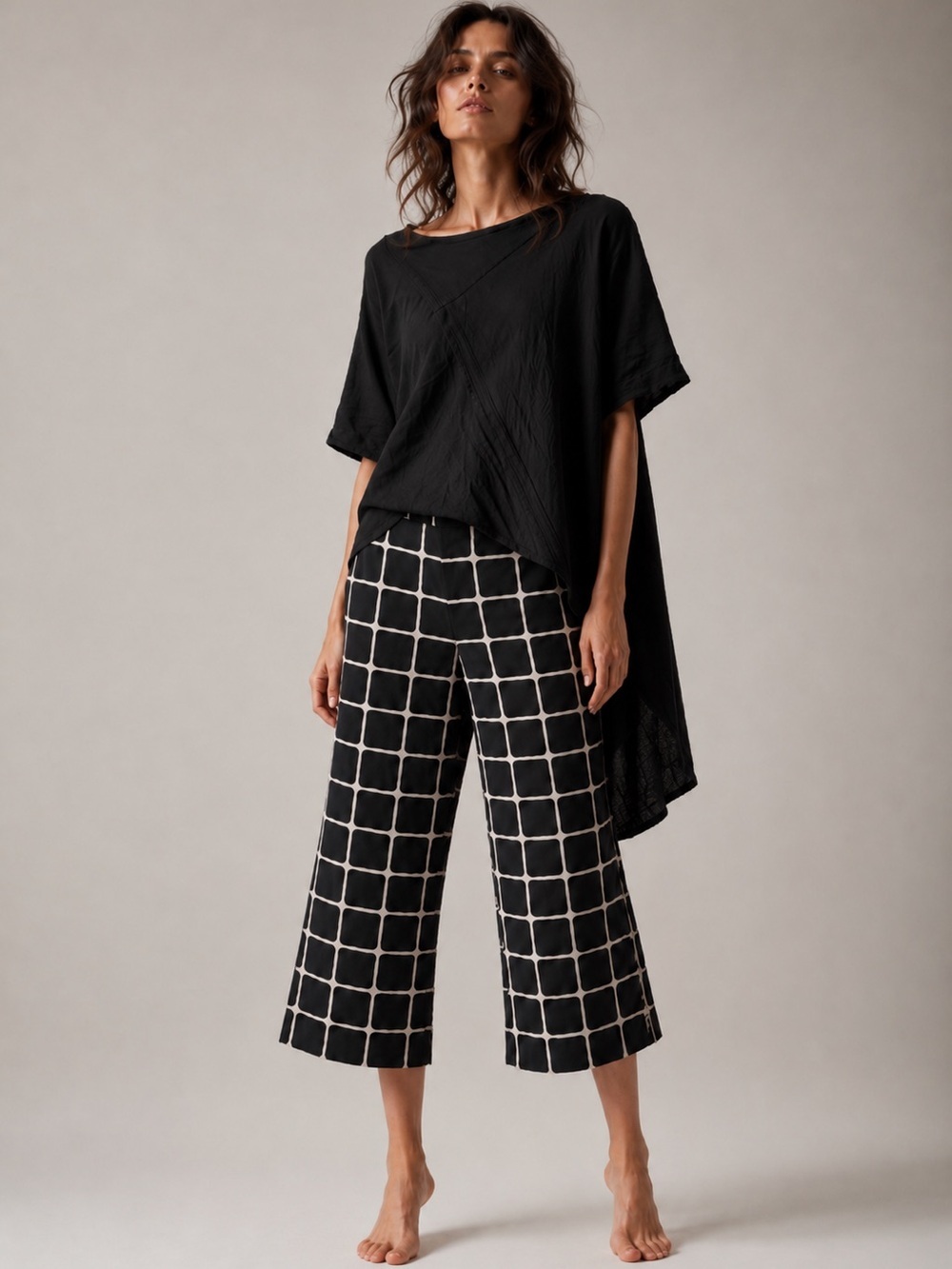 Trina Turk Women’s Cropped Windowpane Pants Size 4 Avant-garde Minimalist